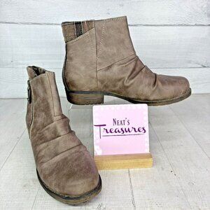 Sporto HOLLY Brown Ruched Barefoot Wool Winter Blocked Heel Ankle Boots Sz 7.5 M